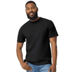 Bawełniana Lekka Koszulka Unisex Dla Dorosłych. Czarne bluzki GILDAN, xl, bez wzorów, z bawełny, sportowe, bez kołnierzyka, bez ramiączek. Za 32.99 zł.