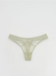 Majtki typu stringi - jasnozielony. Zielone stringi Reserved, bez wzorów. Za 49.99 zł.