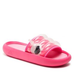 Klapki adidas. Czerwone klapki Adidas, bez wzorów, bez obcasa. Za 179.99 zł.