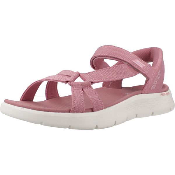 Sandały SKECHERS SLIP-INS GO WALK FLEX Rose. Fioletowe sandały Skechers, bez wzorów, z materiału, bez obcasa, bez zapięcia. Za 249.99 zł.