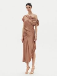 PINKO Sukienka koktajlowa 104986 A2GZ Brązowy Regular Fit. Brązowe sukienki Pinko, bez wzorów, z wiskozy, wizytowe, bez kołnierzyka, bez ramiączek. Za 1,019.00 zł.