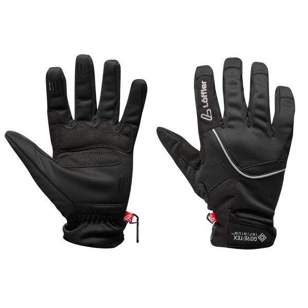 Loeffler gloves Tour Gloves WS Warm-softshell-Black. Czarne rękawiczki LOEFFLER, bez wzorów, z softshellu, sportowe. Za 349.00 zł.