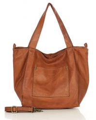 Shopperka skórzana MARCO MAZZINI brąz camel v241d. Brązowe shopper bez wzorów, z bawełny, biznesowe, na ramię, duże, bez dodatków. Za 569.05 zł.