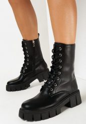 Czarne Botki Workery na Grubej Podeszwie Umaim. Czarne botki Born2be, bez wzorów, bez obcasa, na płaskiej podeszwie, bez zapięcia. Za 169.99 zł.