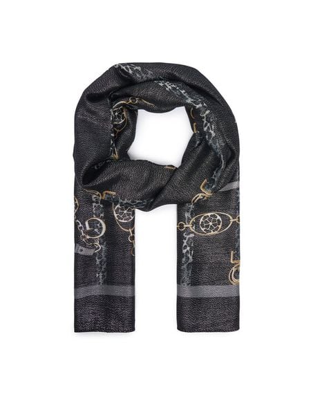 Guess Szal AW5532 VIS03 Czarny. Czarne rękawiczki Guess, z aplikacjami, z wiskozy. Za 154.99 zł.