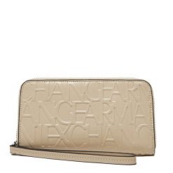 Duży Portfel Damski Armani Exchange. Brązowe portfele Armani Exchange, bez wzorów. Za 239.99 zł.