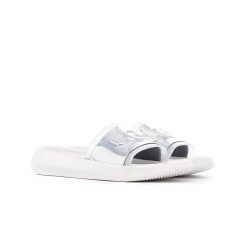 Damskie klapki Ugg Hilama Slide White 1109592-WHT. Białe klapki UGG, bez wzorów, z gumy, z okrągłym noskiem, bez obcasa. Za 222.81 zł.