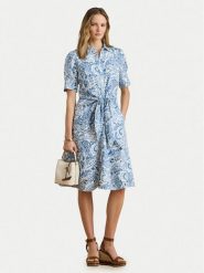 LAUREN RALPH LAUREN Sukienka koszulowa 200P08916002 Niebieski Regular Fit. Niebieskie sukienki Lauren Ralph Lauren, bez wzorów, ze lnu, bez kołnierzyka, bez ramiączek, koszulowe. Za 1,599.00 zł.