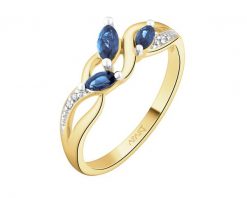 Pierścionek z żółtego złota z diamentami i szafirami syntetycznymi - próba 375. Żółte pierścionki Apart, z diamentem, złote. Za 1,559.00 zł.