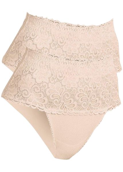 Figi o silnym stopniu modelowania sylwetki (2 pary). Białe figi bonprix, bez wzorów, z koronki. Za 84.99 zł.