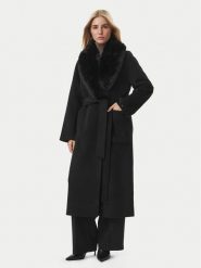 Tommy Hilfiger Płaszcz wełniany Belted WW0WW51105 Czarny Regular Fit. Czarne płaszcze TOMMY HILFIGER, na zimę, bez wzorów, z syntetyku, bez kaptura. Za 1,499.00 zł.