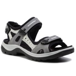 Sandały ECCO. Szare sandały ecco, bez wzorów, sportowe, bez obcasa, bez zapięcia. Za 459.99 zł.