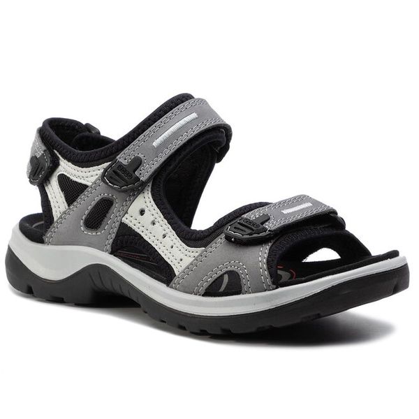 Sandały ECCO. Szare sandały ecco, bez wzorów, sportowe, bez obcasa, bez zapięcia. Za 459.99 zł.