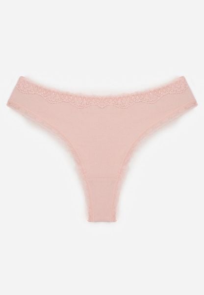 Różowe Majtki Stringi z Bawełną z Koronką Aethimilia. Czerwone stringi Renee, z aplikacjami, z bawełny. Za 4.99 zł.