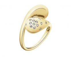 Pierścionek z żółtego złota z brylantami - 0,17 ct - próba 585. Żółte pierścionki Apart, z brylantem, złote. Za 6,690.00 zł.