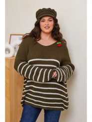 Curvy Lady Sweter w kolorze khaki rozmiar: 40/42. Brązowe swetry Curvy Lady, z aplikacjami, ze splotem, bez ramiączek. Za 115.77 zł.