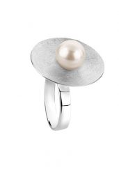 Nenalina Damski elegancki koło okrągły Circle Round z muszlą perłową w srebrze 925 Sterling Silver Pierścionki 1 ct. Białe pierścionki Nenalina, z perłą, srebrne. Za 233.99 zł.
