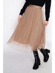 ASSUILI Spódnica w kolorze beżowym rozmiar: 40. Brązowe spódnice Assuili, bez wzorów, z tiulu, klasyczne, midi. Za 139.87 zł.