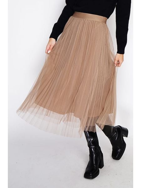 ASSUILI Spódnica w kolorze beżowym rozmiar: 40. Brązowe spódnice Assuili, bez wzorów, z tiulu, klasyczne, midi. Za 152.99 zł.