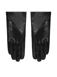 Tommy Hilfiger Rękawiczki AW0AW19129 Czarny. Czarne rękawiczki TOMMY HILFIGER, bez wzorów, ze skóry. Za 369.99 zł.
