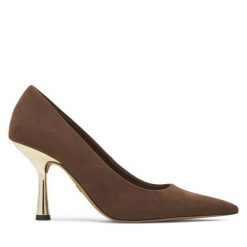 Szpilki Nine West. Brązowe szpilki Nine West, bez wzorów, bez obcasa, na szpilce, bez zapięcia. Za 184.99 zł.