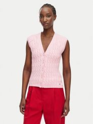 Tommy Hilfiger Kardigan WW0WW50075 Różowy jasny Slim Fit. Czerwone kardigany TOMMY HILFIGER, xl, bez wzorów, z bawełny. Za 529.99 zł.