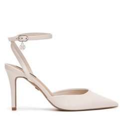 Sandały Nine West. Białe sandały Nine West, bez wzorów, bez obcasa, na szpilce, bez zapięcia. Za 229.99 zł.