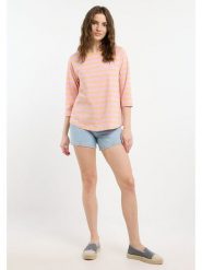 ELBSAND Koszulka "Celin" w kolorze pomarańczowo-jasnoróżowym rozmiar: XL. Pomarańczowe bluzki ELBSAND, xl, bez wzorów, bez kołnierzyka, bez ramiączek. Za 113.36 zł.