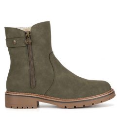 Botki Go Soft. Brązowe botki GO SOFT, bez wzorów, bez obcasa, na płaskiej podeszwie, bez zapięcia. Za 199.99 zł.