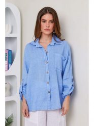 Rodier Lin Lniana koszula w kolorze błękitnym rozmiar: XL/XXL. Niebieskie koszule Rodier Lin, xl, bez wzorów, ze lnu, bez kołnierzyka, bez ramiączek. Za 202.45 zł.