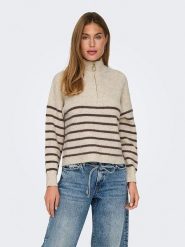 ONLY Sweter w kolorze beżowym rozmiar: L. Brązowe swetry Only, l, bez wzorów, ze splotem, bez ramiączek. Za 157.35 zł.