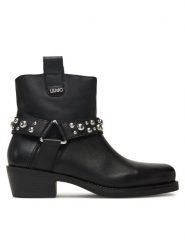 Liu Jo Botki Roxy 01 SF5047 P0102 Czarny. Czarne botki Liu Jo, bez wzorów, ze skóry, bez obcasa, na płaskiej podeszwie, bez zapięcia. Za 999.99 zł.