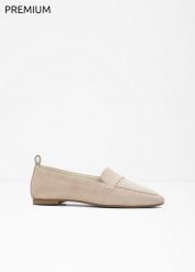 Półbuty skórzane loafer. Brązowe baleriny bonprix, bez wzorów, ze skóry, bez obcasa. Za 169.99 zł.