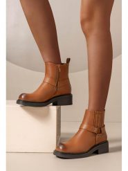 C'M Botki w kolorze jasnobrązowym rozmiar: 41. Brązowe botki C'M, bez wzorów, bez obcasa, bez zapięcia. Za 152.99 zł.