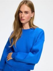 Bluza z bawełną - niebieski. Niebieskie bluzy Reserved, l, bez wzorów, z bawełny, bez kaptura. Za 119.99 zł.