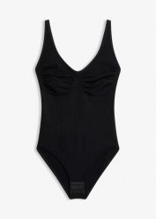 Body modelujące, bezszwowe, średni stopień modelowania sylwetki. Czarne body bonprix, m, bez wzorów. Za 32.99 zł.