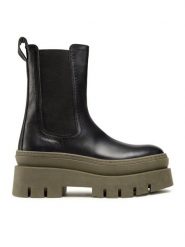 Badura Sztyblety 8118-04 Czarny. Czarne botki Badura, bez wzorów, ze skóry, bez obcasa, na płaskiej podeszwie, bez zapięcia. Za 379.99 zł.