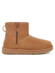 UGG Skórzane botki "Clasic Mini Bailey" w kolorze jasnobrązowym rozmiar: 42. Brązowe botki UGG, bez wzorów, z wełny, bez obcasa, bez zapięcia. Za 635.42 zł.