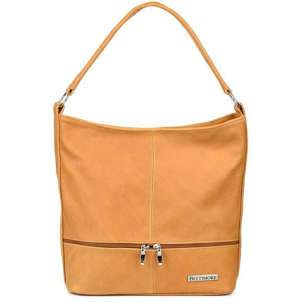 Listonoszka camelowa shopperka Beltimore I66. Brązowe shopper bez wzorów, ze skóry, bez dodatków. Za 189.90 zł.