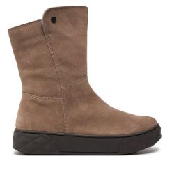 Botki Caprice. Brązowe botki Caprice, bez wzorów, bez obcasa, na płaskiej podeszwie, bez zapięcia. Za 569.99 zł.
