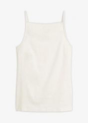 Top na cienkich ramiączkach, z prążkowanej bawełny organicznej. Zielone topy bonprix, bez wzorów, z bawełny, bez kołnierzyka, bez ramiączek. Za 27.99 zł.