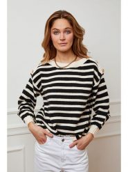 Plume Sweter "Jalove" w kolorze kremowo-czarnym rozmiar: L. Czarne swetry Plume, l, bez wzorów, bez ramiączek. Za 127.35 zł.