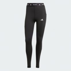 Legginsy Techfit Stash Pocket Full-Length. Czarne legginsy Adidas, xl, bez wzorów, z dzianiny, z podwyższonym stanem, długie. Za 199.00 zł.