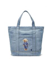 Polo Ralph Lauren Torebka Bear-patch 428960636001 Niebieski. Niebieskie shopper Polo Ralph Lauren, bez wzorów, z materiału, bez dodatków. Za 609.99 zł.