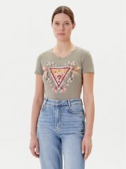 Guess T-Shirt W5YI08 J1314 Zielony Regular Fit. Zielone t-shirty Guess, xxl, z aplikacjami, z bawełny, bez kołnierzyka, bez ramiączek. Za 109.99 zł.