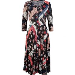 Sukienka z kolekcji Maite Kelly bonprix czarny wzorzysty. Czarne sukienki bonprix, bez wzorów, bez kołnierzyka, bez ramiączek, plisowane. Za 129.99 zł.