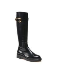 Alberta Ferretti Oficerki 22251A6201 8005 Czarny. Czarne kozaki Alberta Ferretti, ze skóry, bez obcasa, na płaskiej podeszwie, bez zapięcia. Za 5,169.00 zł.