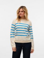 Vero Moda Sweter w kolorze kremowo-błękitnym rozmiar: XS. Brązowe swetry Vero Moda, xs, bez wzorów, ze splotem, bez ramiączek. Za 74.95 zł.