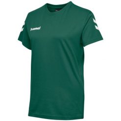 Koszulka sportowa z krótkim rękawem damska Hummel hmlGO cotton. Zielone koszulki sportowe Hummel, bez wzorów, bez ramiączek, do piłki nożnej. Za 39.69 zł.