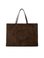Tory Burch Torebka Ella Suede Tote 170980 Brązowy. Brązowe shopper Tory Burch, bez wzorów, ze skóry, bez dodatków. Za 3,829.00 zł.